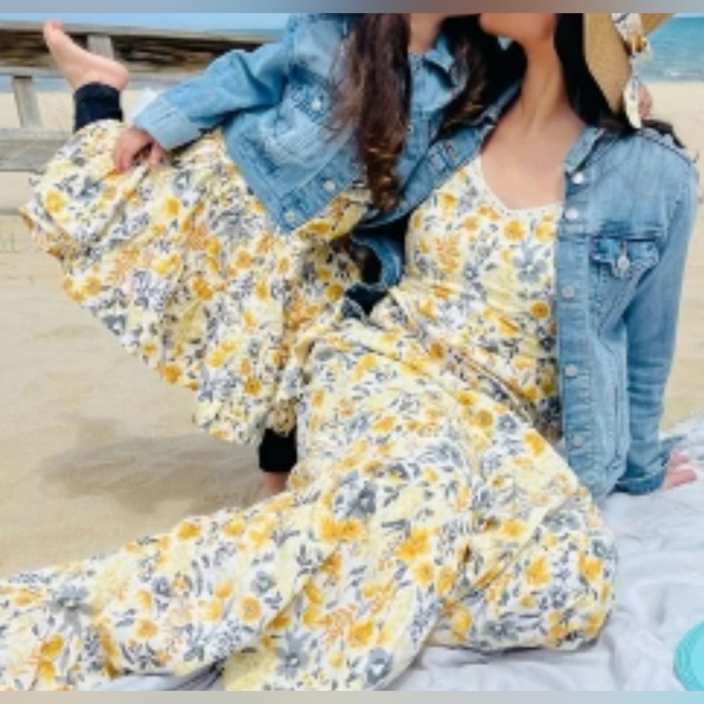 Joie Yellow & Gray Floral Maxi Dress